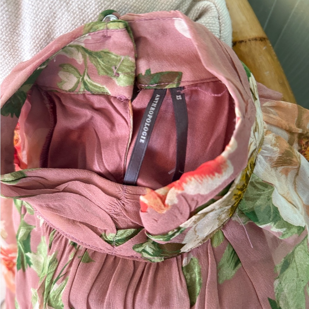 BNWT! Anthropologie The Somerset Long-Sleeve Mock-Neck Chiffon Maxi Dress, XS - Picture 15 of 16